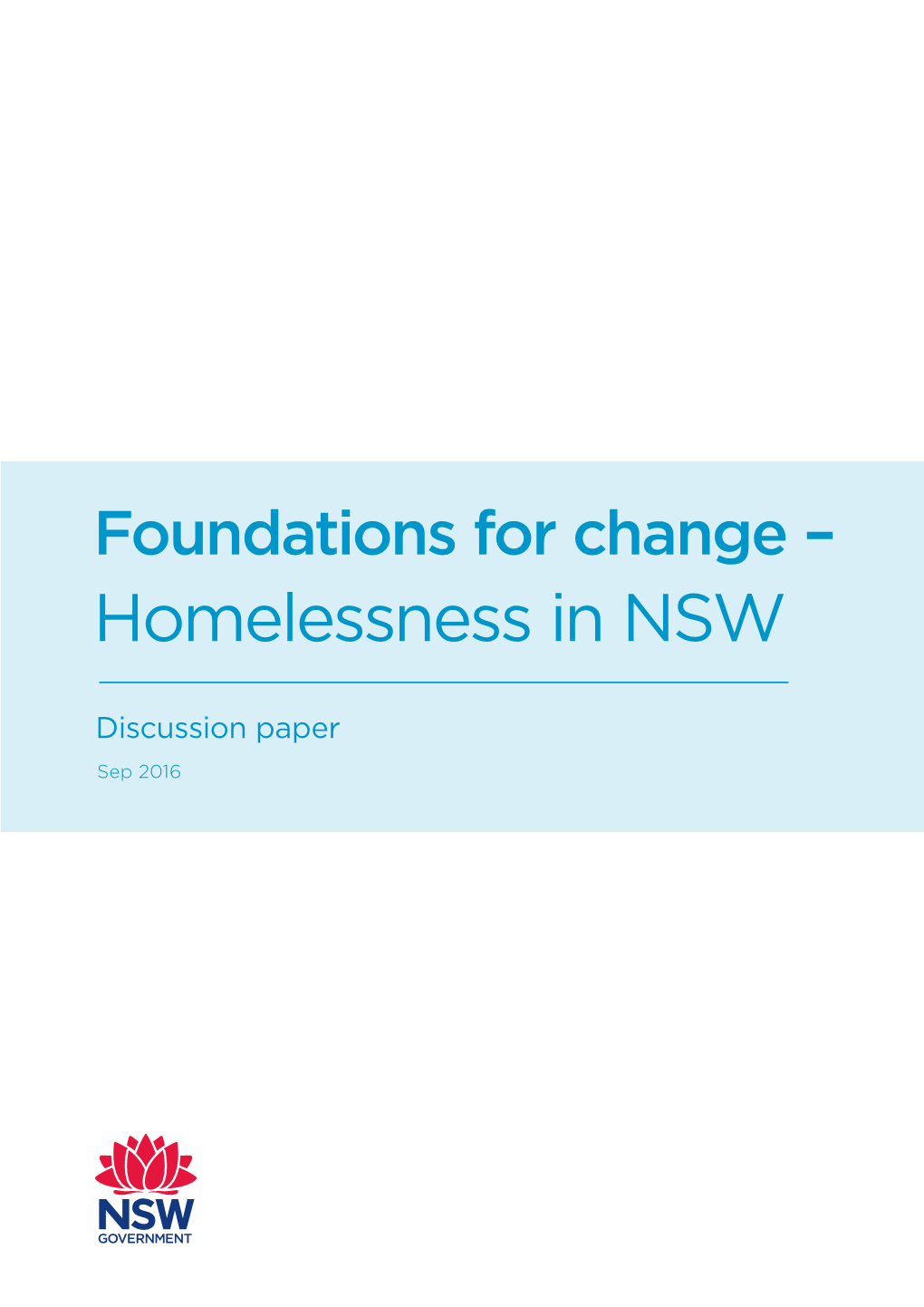 Foundations for Change – Homelessness in NSW