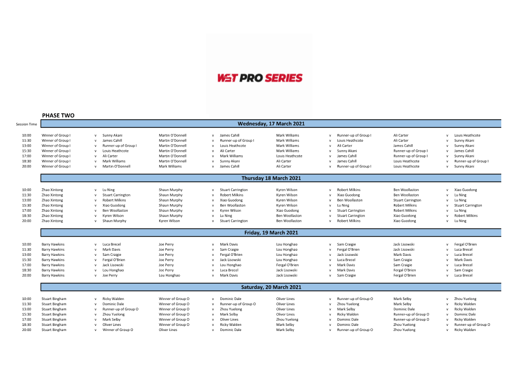 The Match Schedule