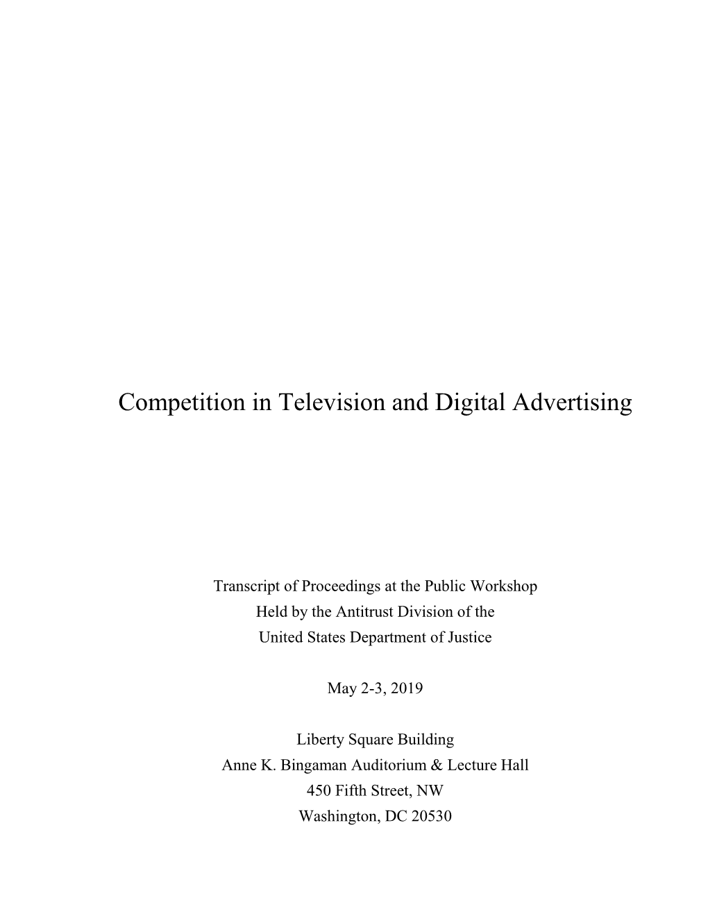 Competition in Television and Digital Advertising