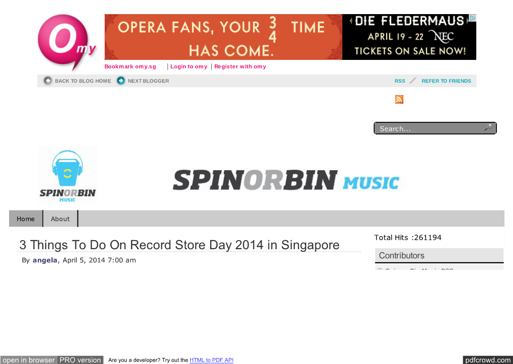 3 Things to Do on Record Store Day 2014 in Singapore Contributors by Angela, April 5, 2014 7:00 Am Spin Or Bin Music RSS