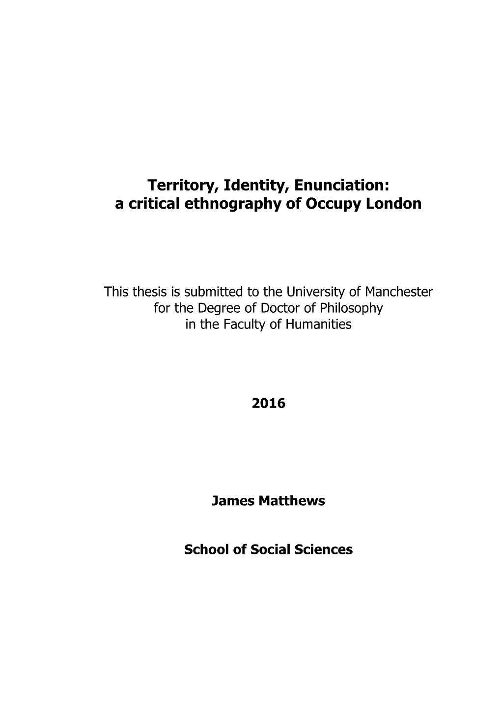 A Critical Ethnography of Occupy London