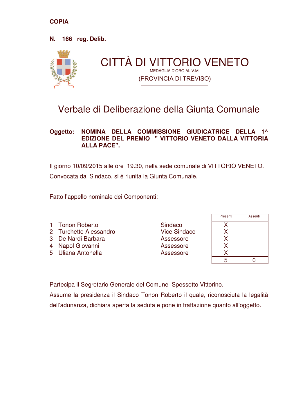 Città Di Vittorio Veneto Medaglia D’Oro Al V.M