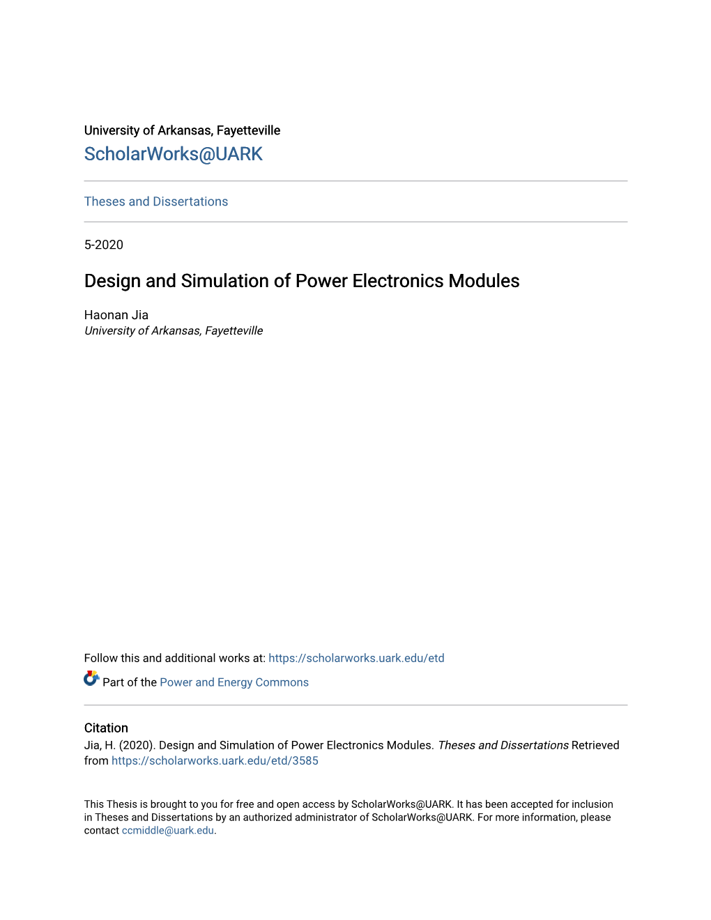 Design and Simulation of Power Electronics Modules