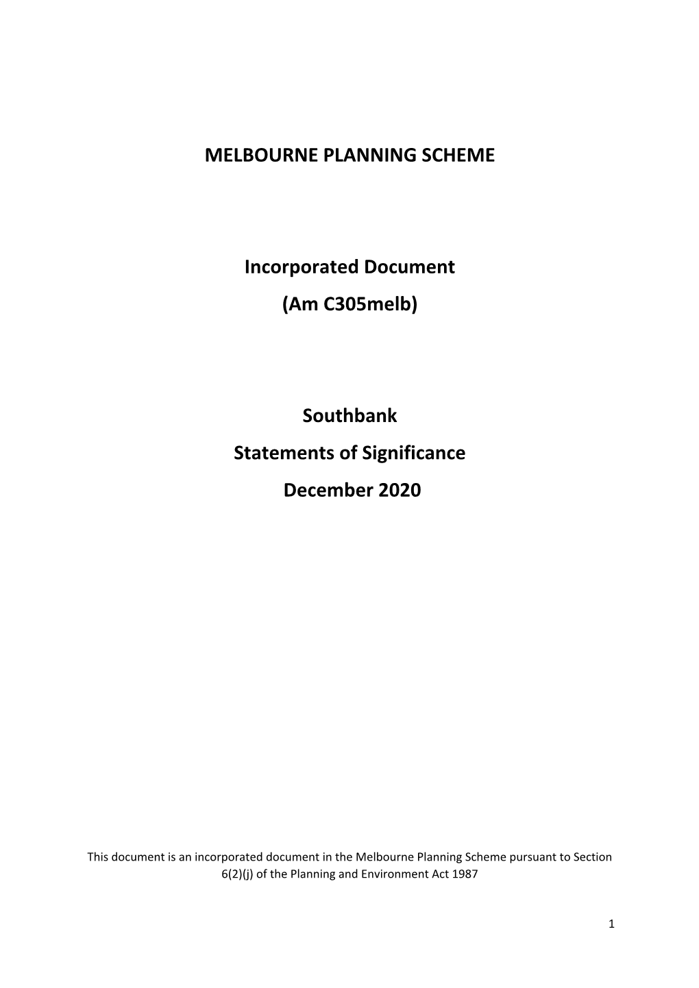 Southbank Statements of Significance (December 2020)