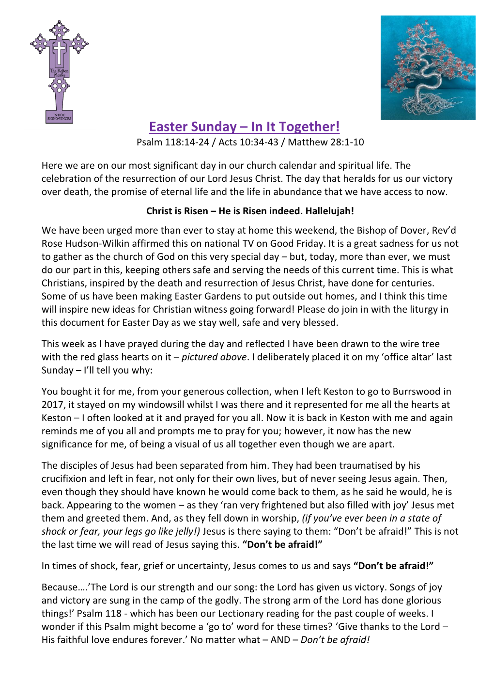 Easter Sunday – in It Together! Psalm 118:14-24 / Acts 10:34-43 / Matthew 28:1-10