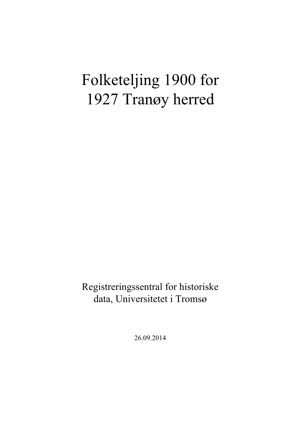 Folketeljing 1900 for 1927 Tranøy Herred