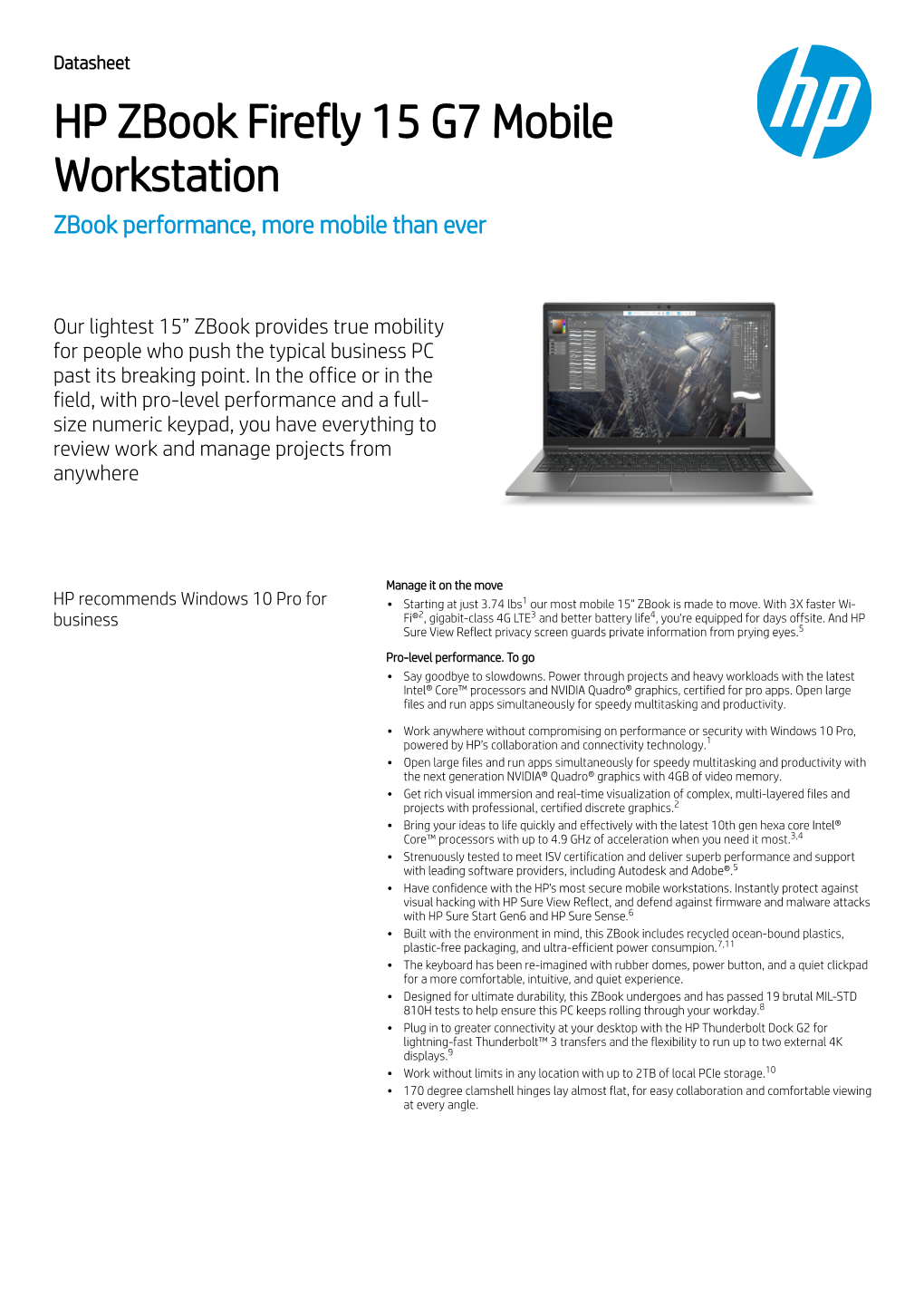HP Zbook Firefly 15 G7 Mobile Workstation Zbook Performance, More Mobile Than Ever