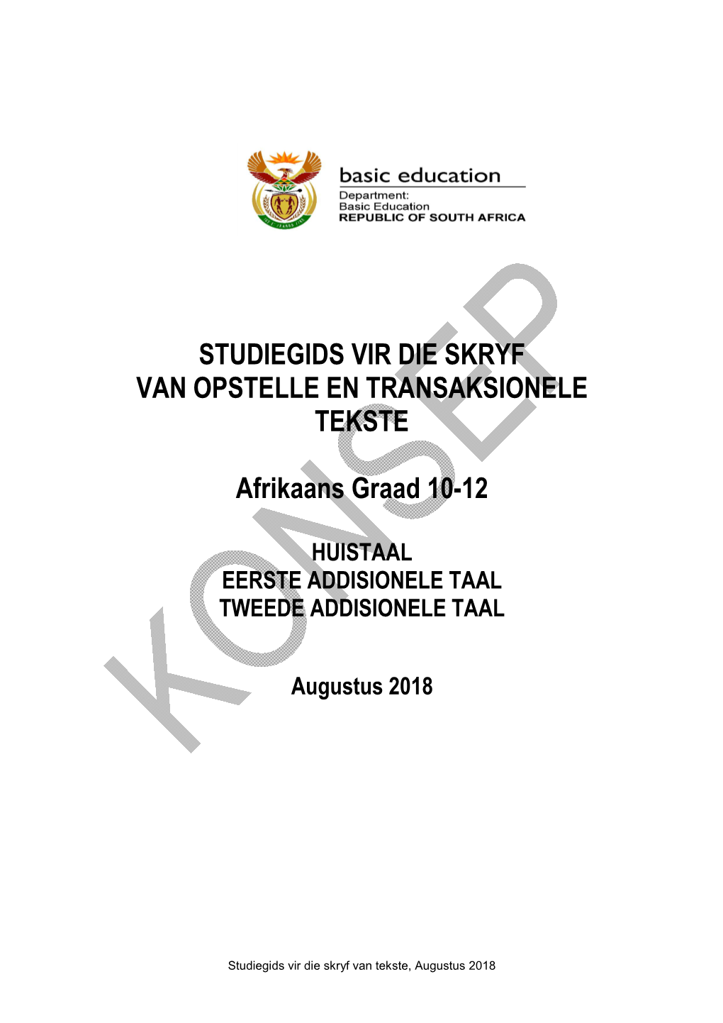 Studiegids Vir Die Skryf Van Opstelle En Transaksionele Tekste