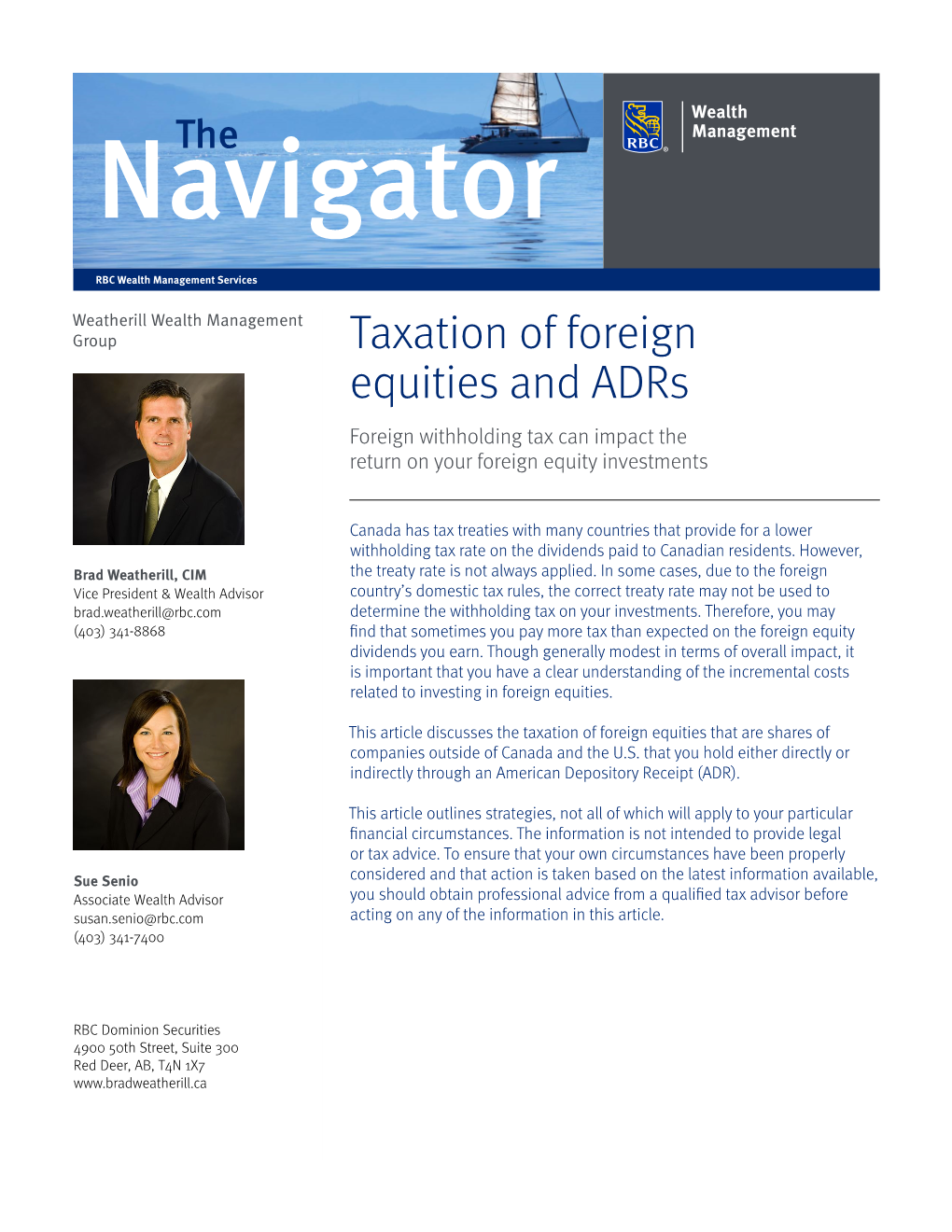 Taxation of Foreign Equities and Adrs Foreign Withholding Tax Can Impact the Return on Your Foreign Equity Investments