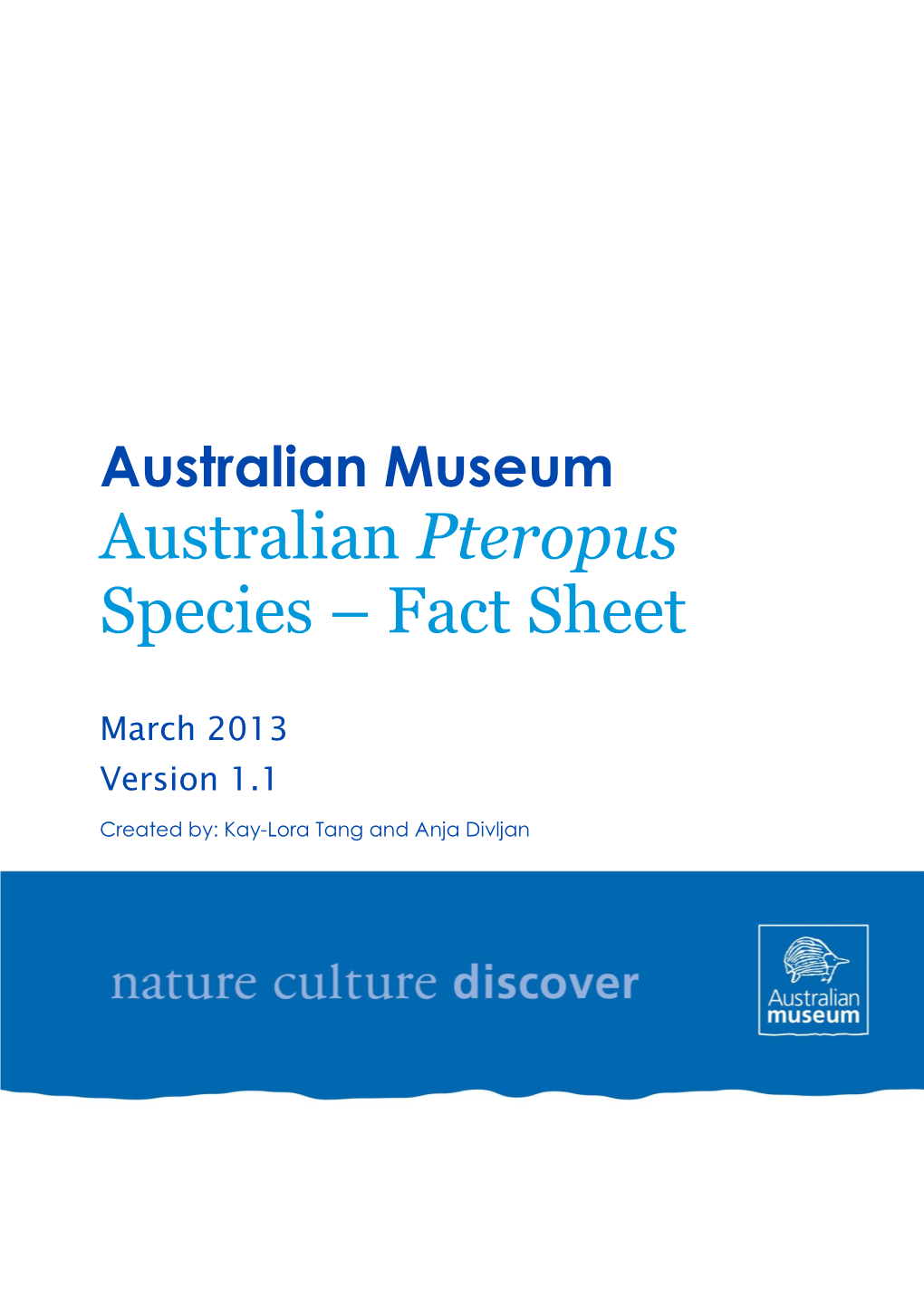 Australian Pteropus Species – Fact Sheet