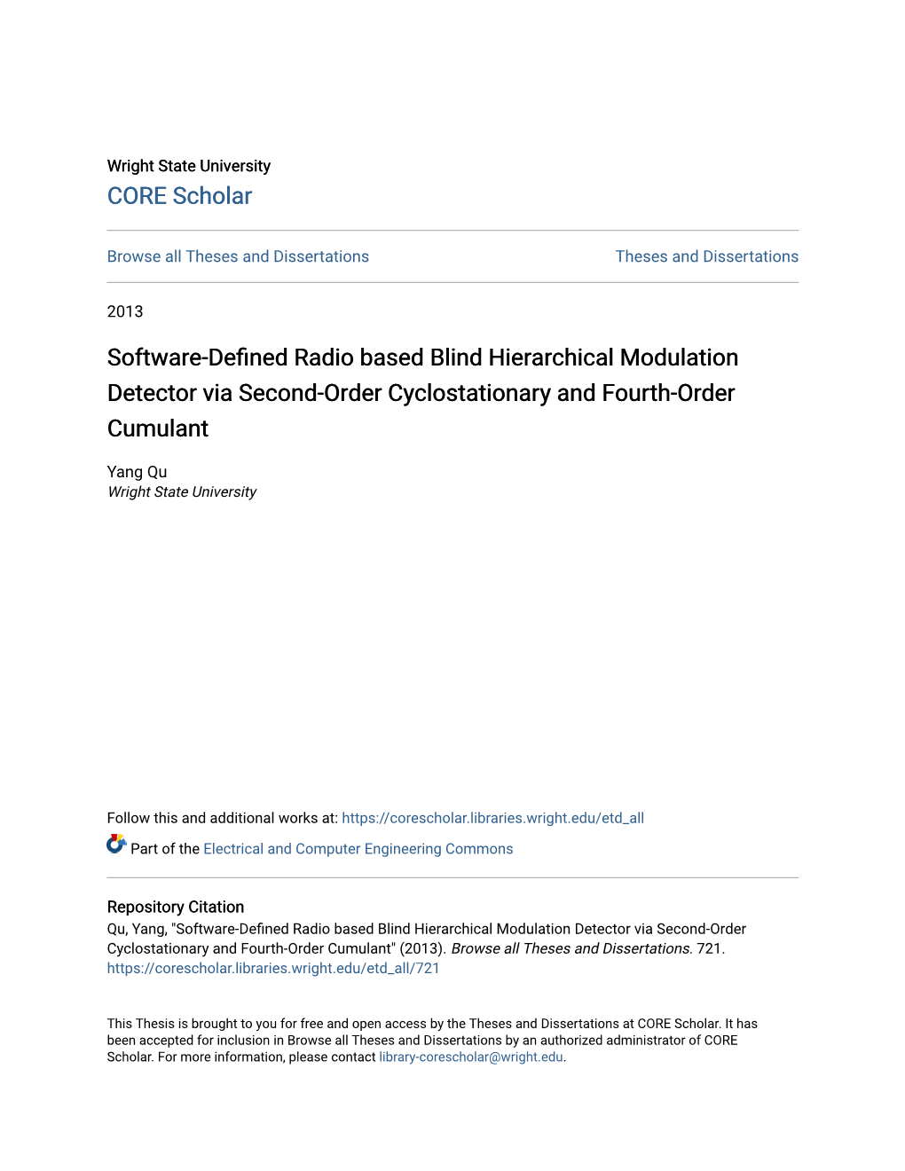 Software-Defined Radio Based Blind Hierarchical Modulation Detector Via Second-Order Cyclostationary and Fourth-Order Cumulant