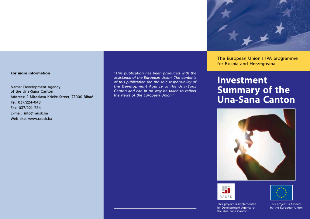 Investment Summary of the Una-Sana Canton