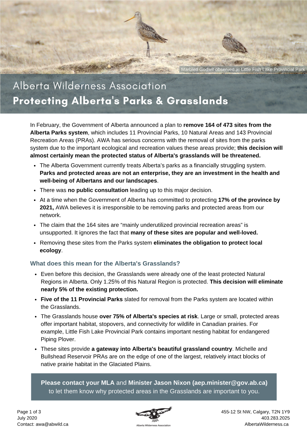 Protecting Alberta's Parks & Grasslands