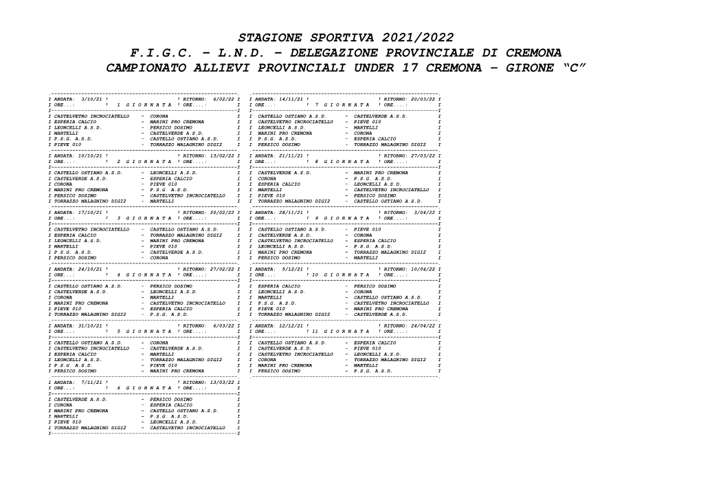 Stagione Sportiva 2021/2022 Figc – Lnd – Delegazione Provinciale Di