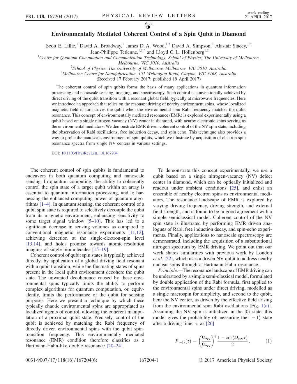 Environmentally Mediated Coherent Control of a Spin Qubit in Diamond