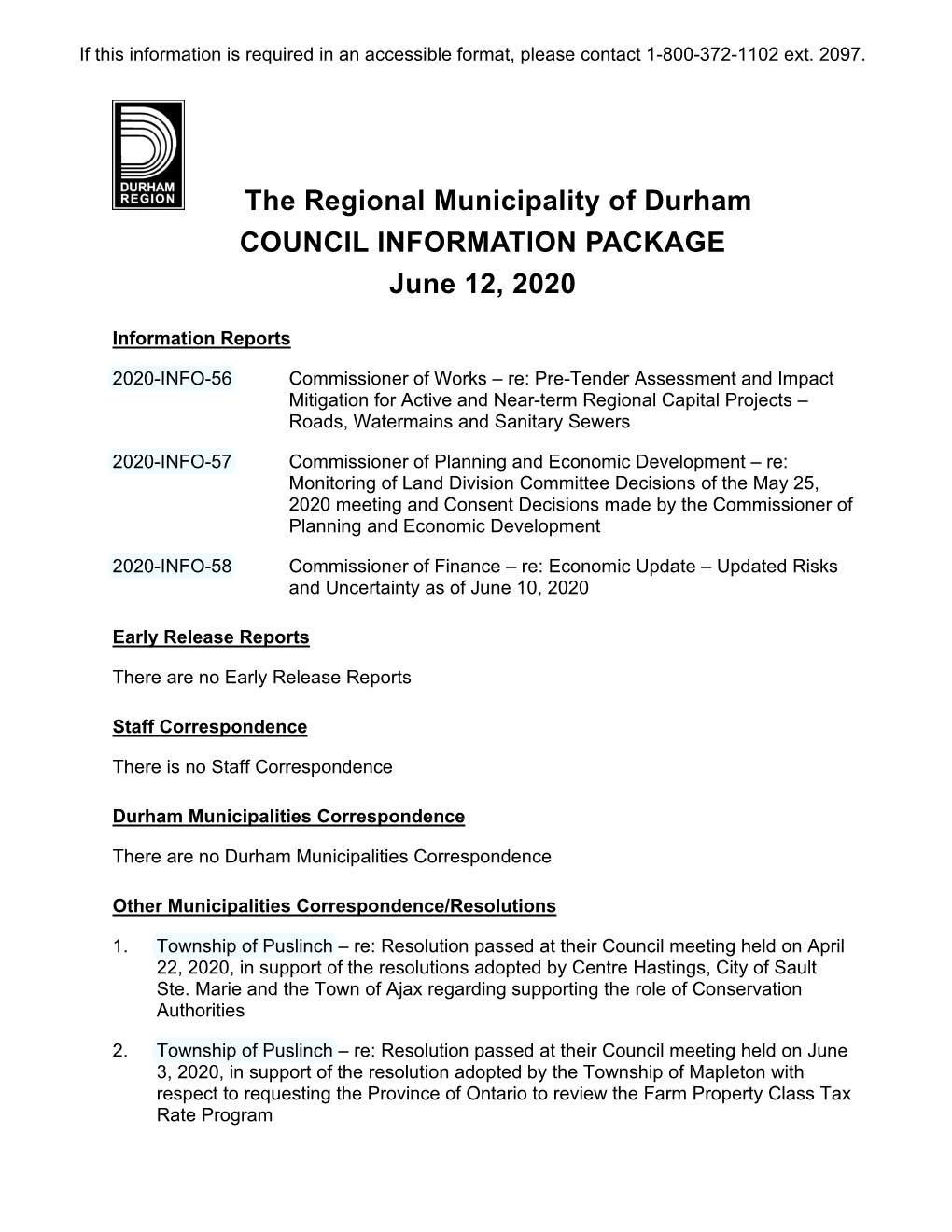 Council Information Package, June 12, 2020