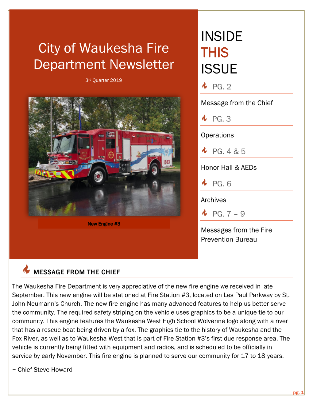 City of Waukesha Fire Department Newsletter INSIDE THIS ISSUE