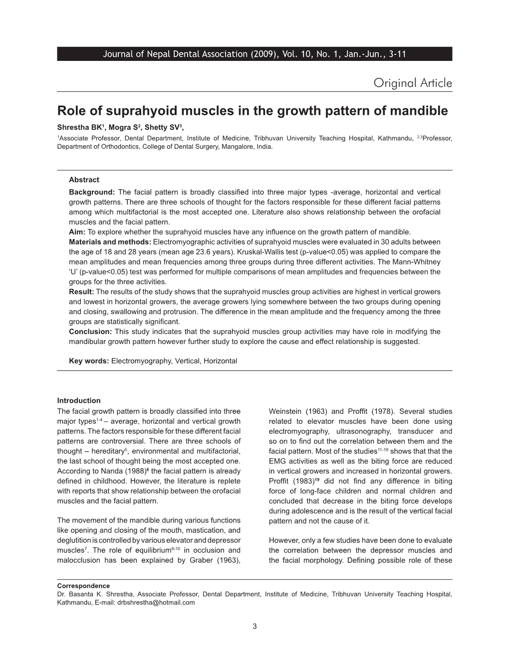 Role of Suprahyoid Muscles in the Growth Pattern of Mandible -.:: Journal of Nepal Dental Association