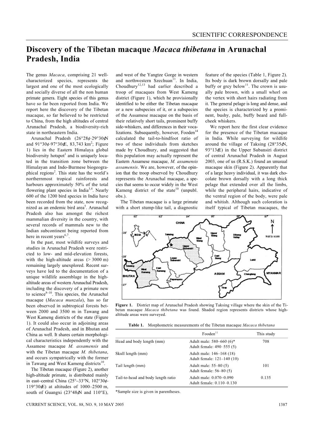 Discovery of the Tibetan Macaque Macaca Thibetana in Arunachal Pradesh, India