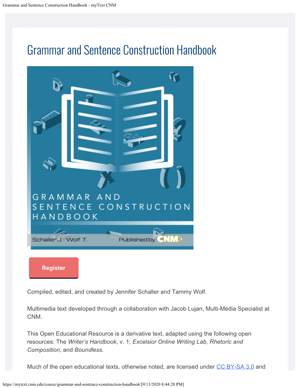 Grammar and Sentence Construction Handbook - Mytext CNM