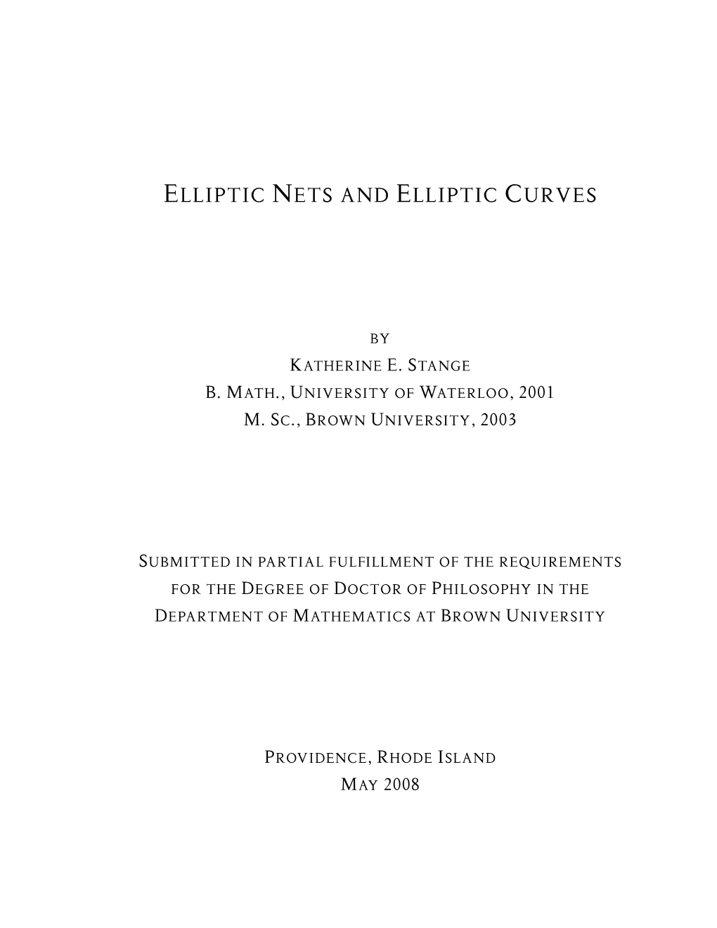 Elliptic Nets and Elliptic Curves