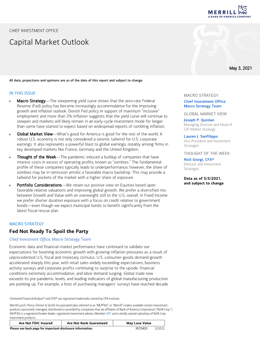 Capital Market Outlook, Merrill, May 3, 2021