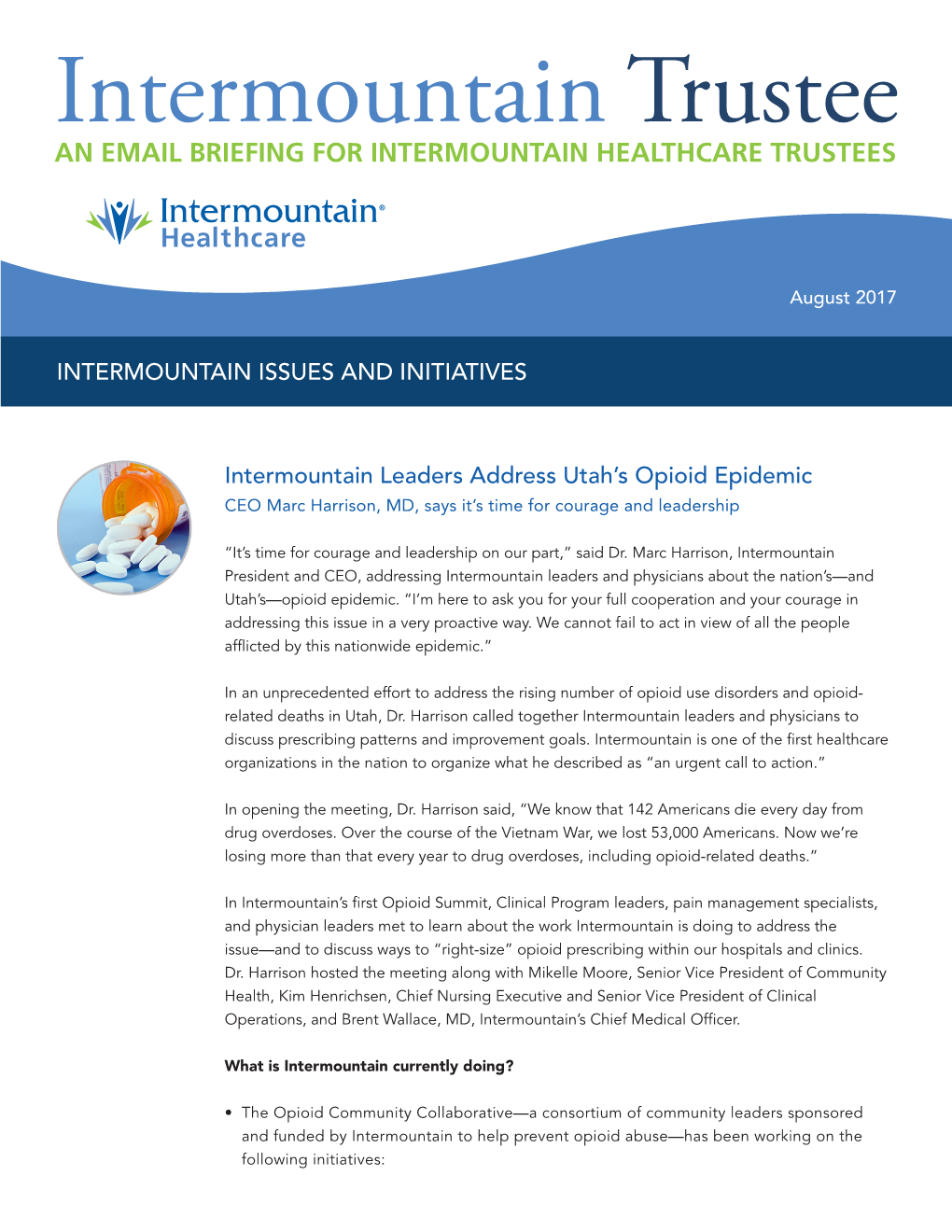 Intermountain Trustee an EMAIL BRIEFING for INTERMOUNTAIN HEALTHCARE TRUSTEES