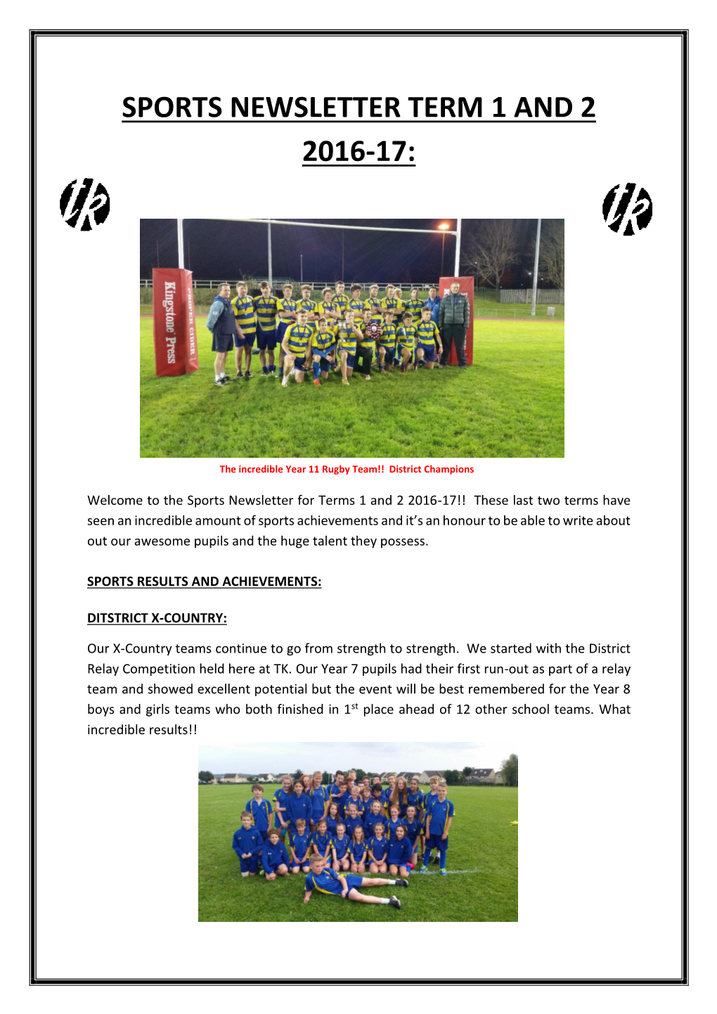Sports Newsletter Term 1 and 2 2016-17