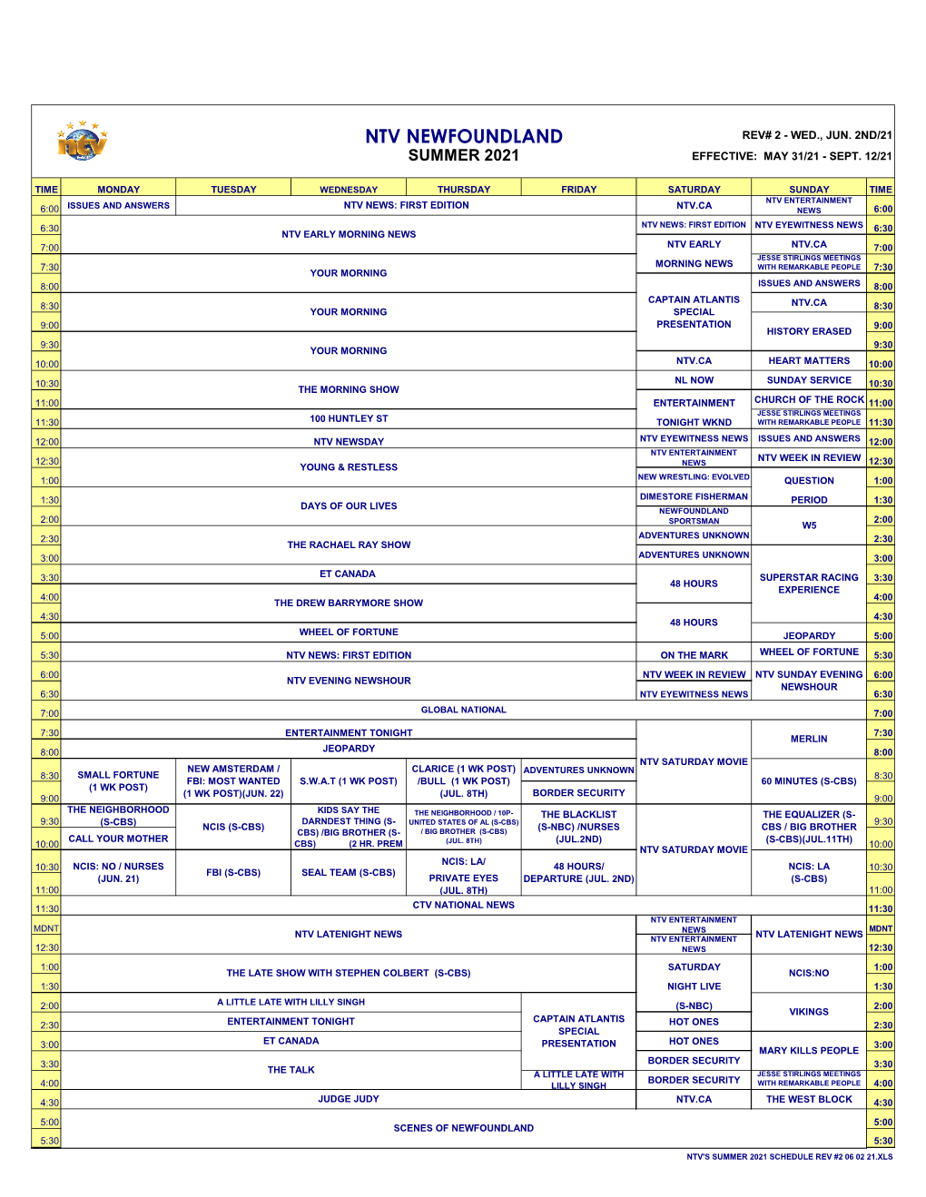 Ntv Newfoundland Rev# 2 - Wed., Jun