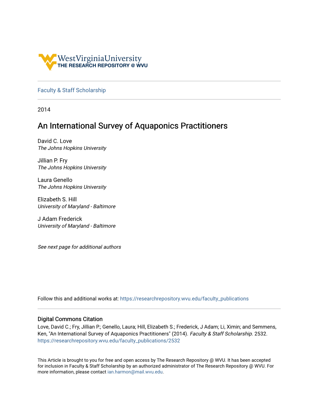 An International Survey of Aquaponics Practitioners