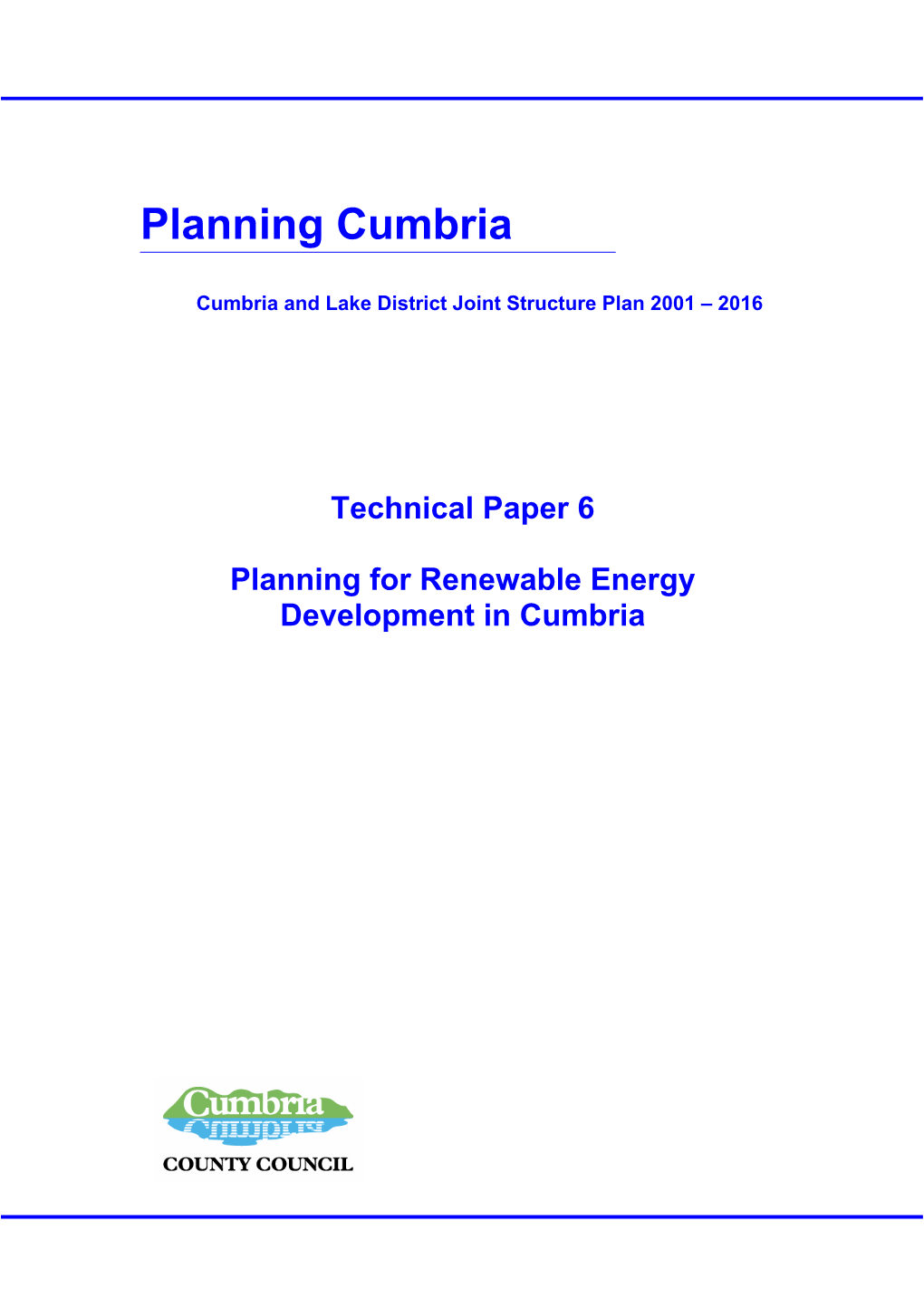 Planning for Renewable Energy Development in Cumbria