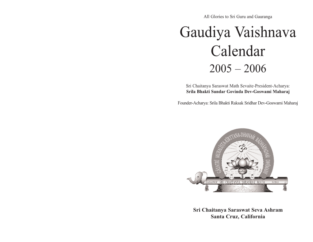 Gaudiya Vaishnava Calendar 2005 Ð 2006