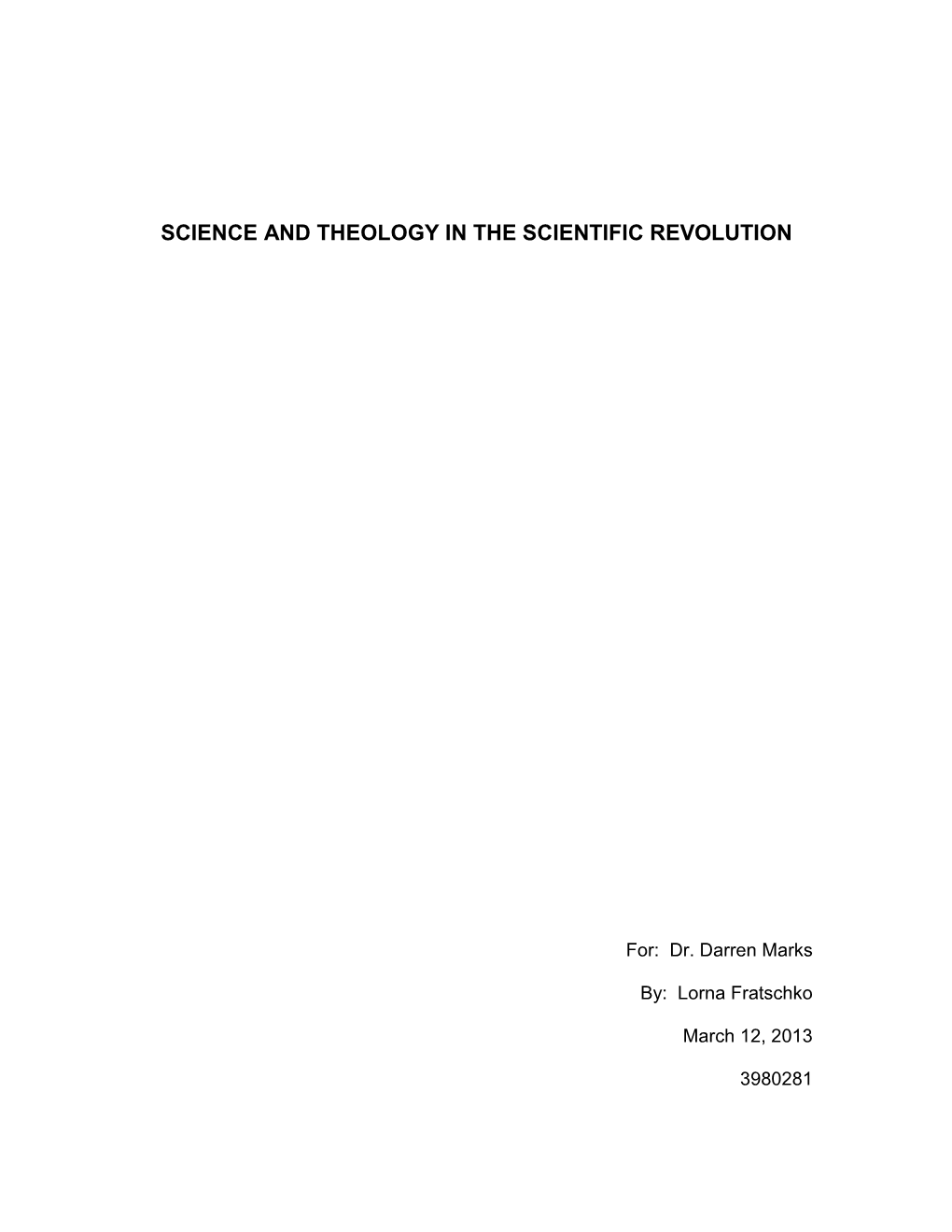 Science and Theology in the Scientific Revolution