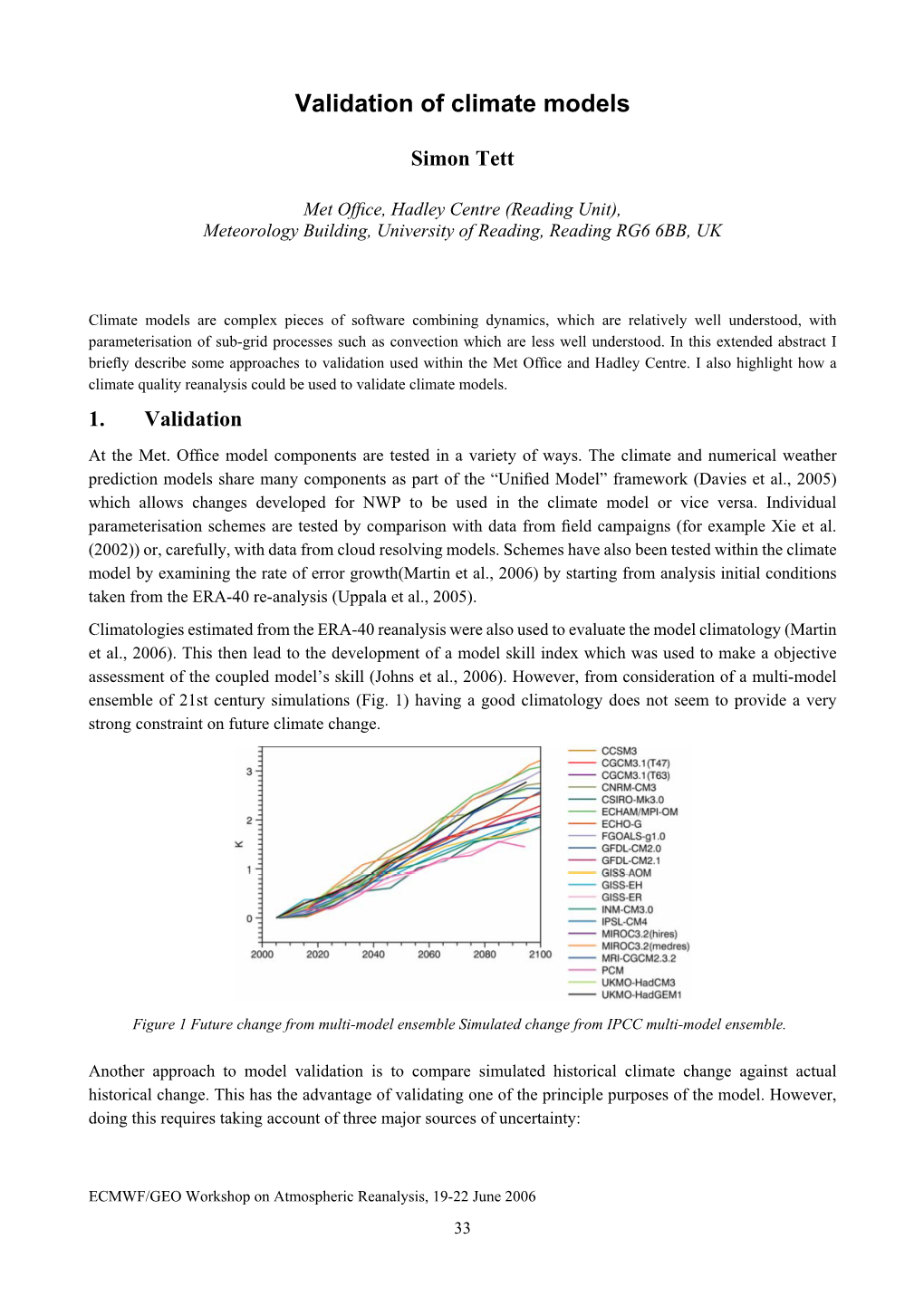 Validation of Climate Models