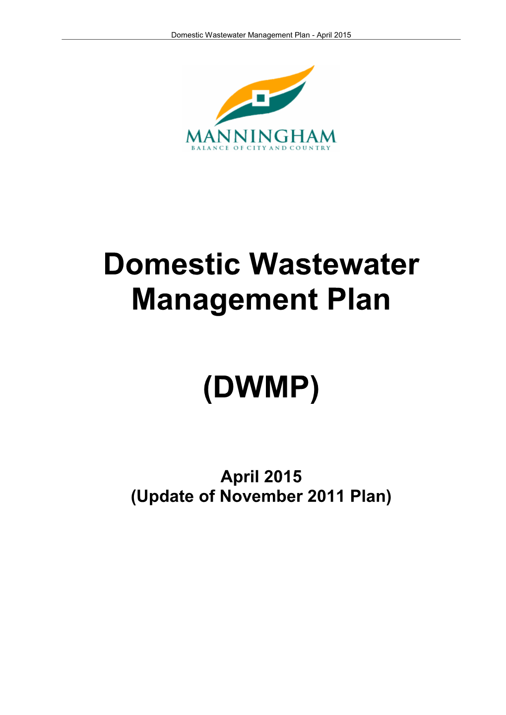 Domestic Wastewater Management Plan - April 2015