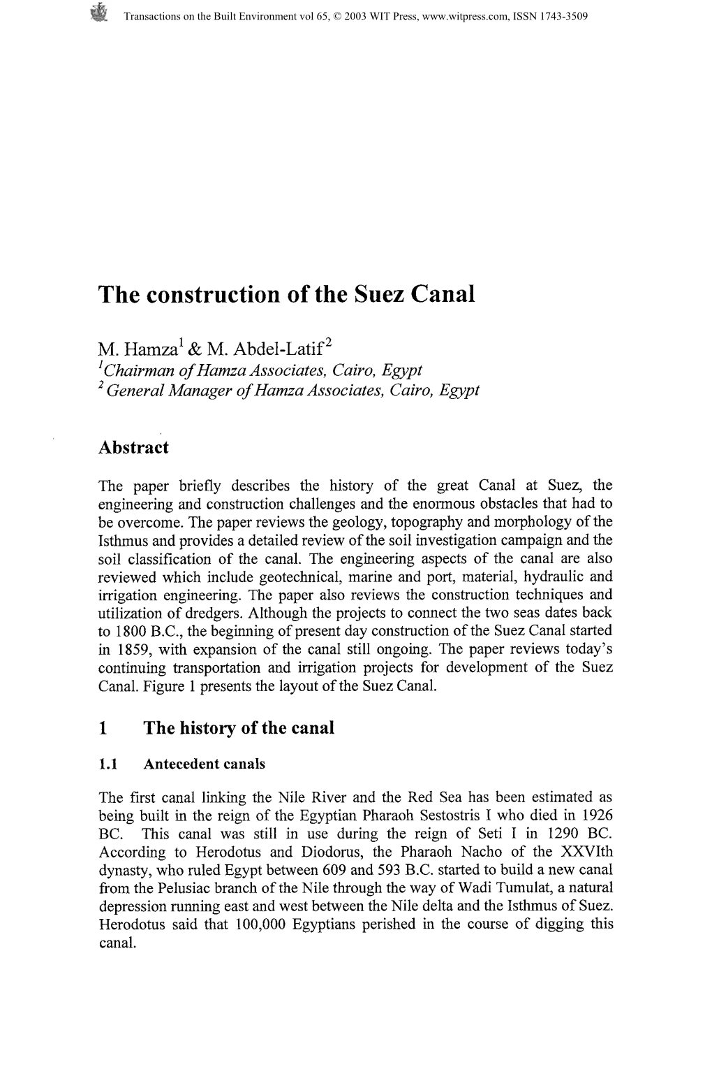 The Construction of the Suez Canal