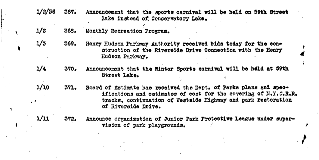 1/2/36 267. Announcement That the Sports Carnival Will Be Held on 59Th Street Lake Instead Of