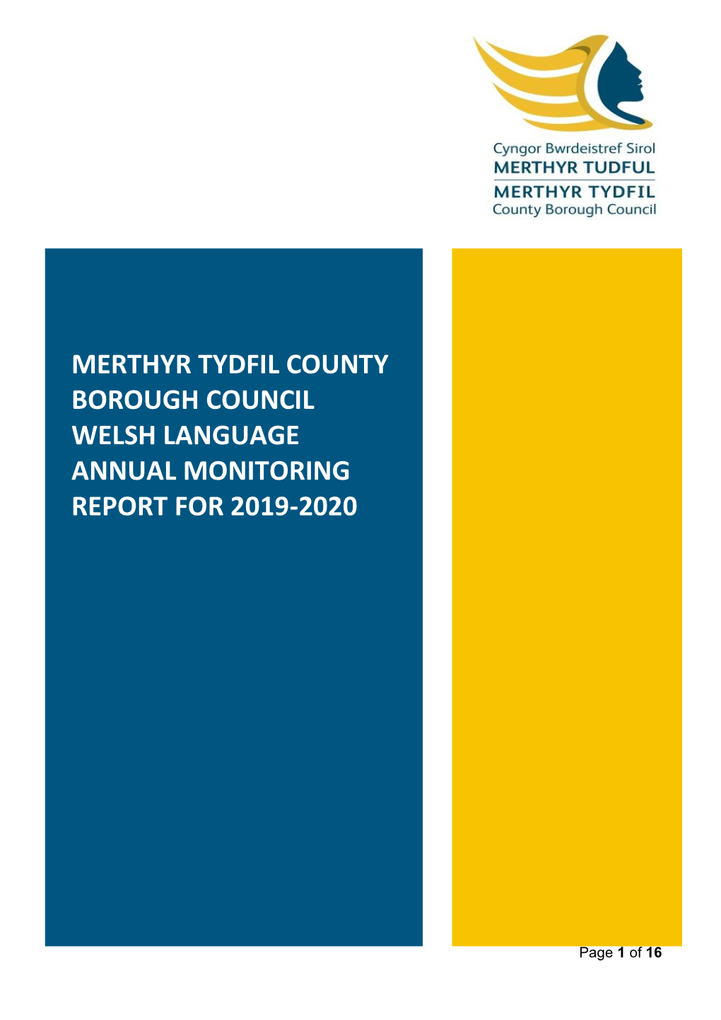 Merthyr Tydfil County Borough Council Welsh Language Annual Monitoring Report for 2019-2020