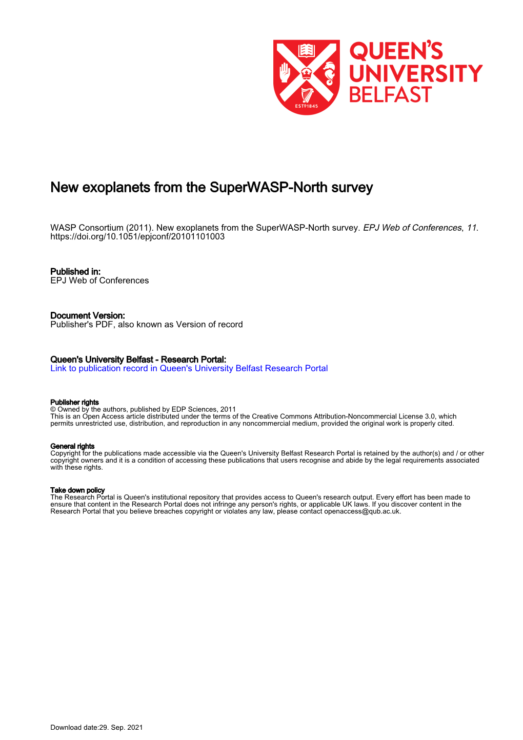 New Exoplanets from the Superwasp-North Survey