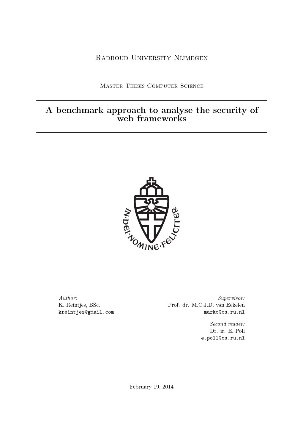 A Benchmark Approach to Analyse the Security of Web Frameworks