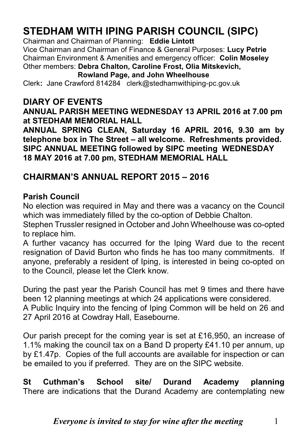 Stedham with Iping Parish Council (Sipc)