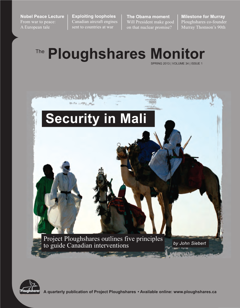 Ploughshares Monitor SPRING 2013 | VOLUME 34 | ISSUE 1