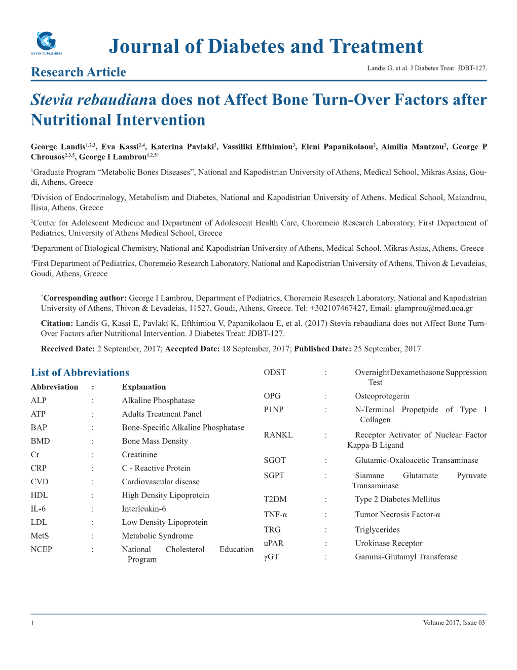 Journal of Diabetes and Treatment Research Article Landis G, Et Al