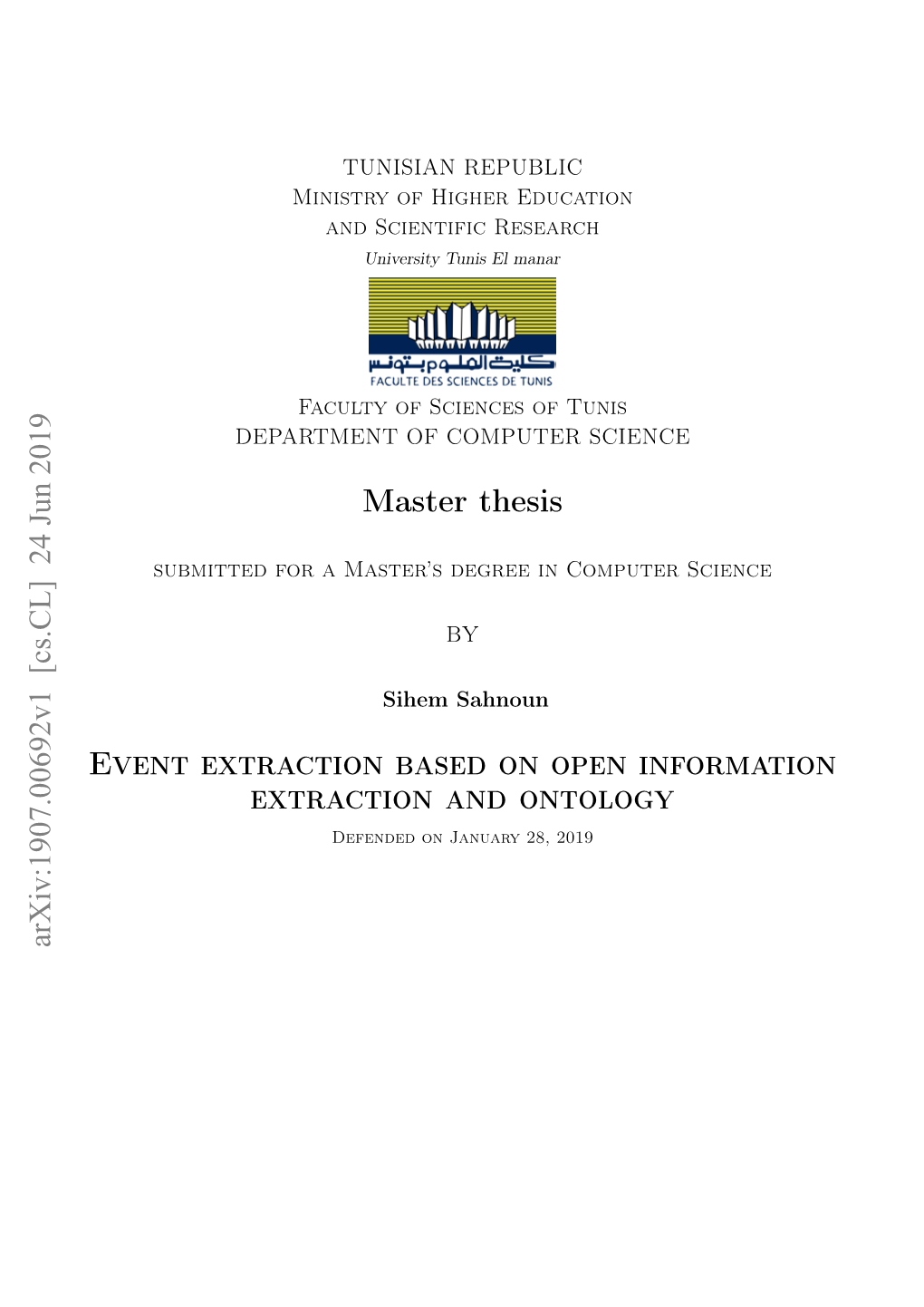 Master Thesis Event Extraction Based on Open Information