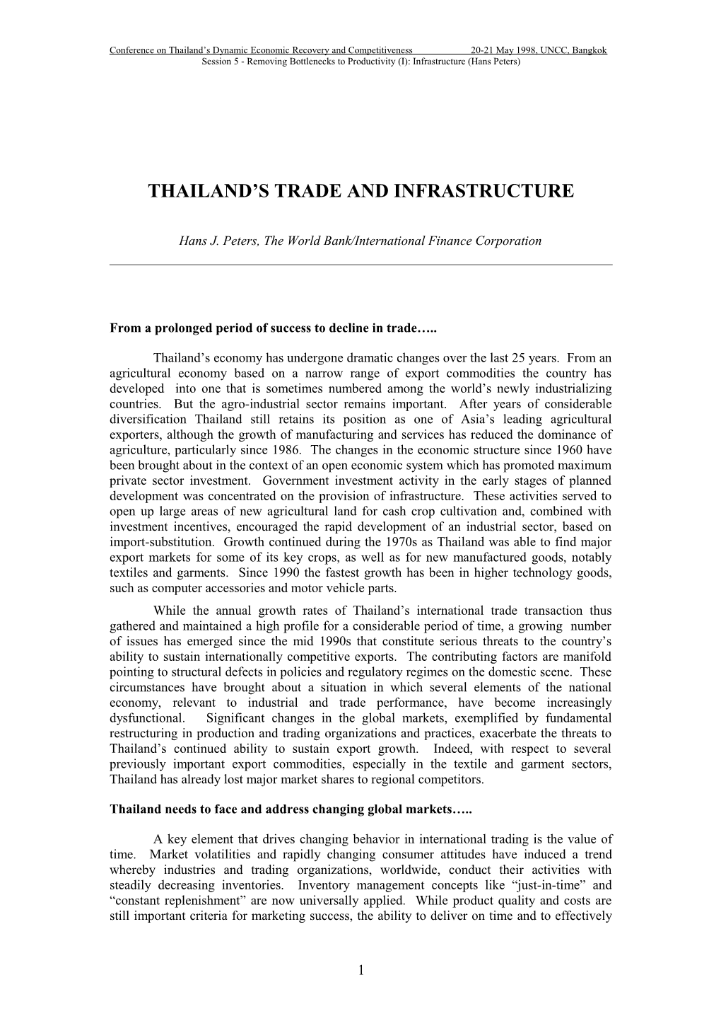 Thailand S Trade and Infrastructure