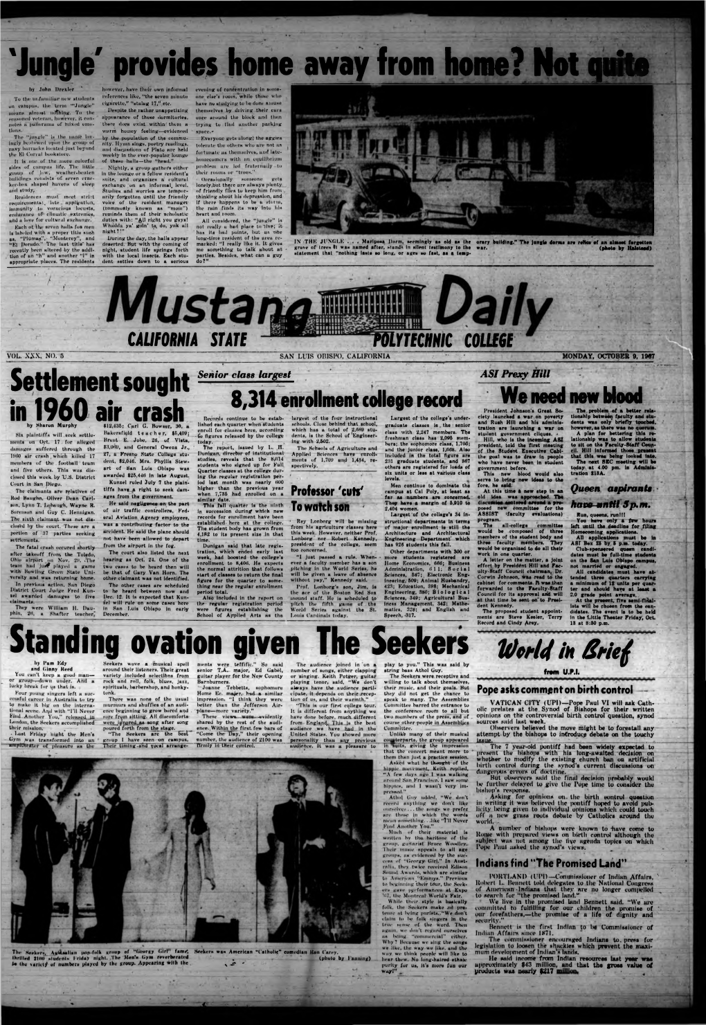 Mustang Daily, October 9, 1967