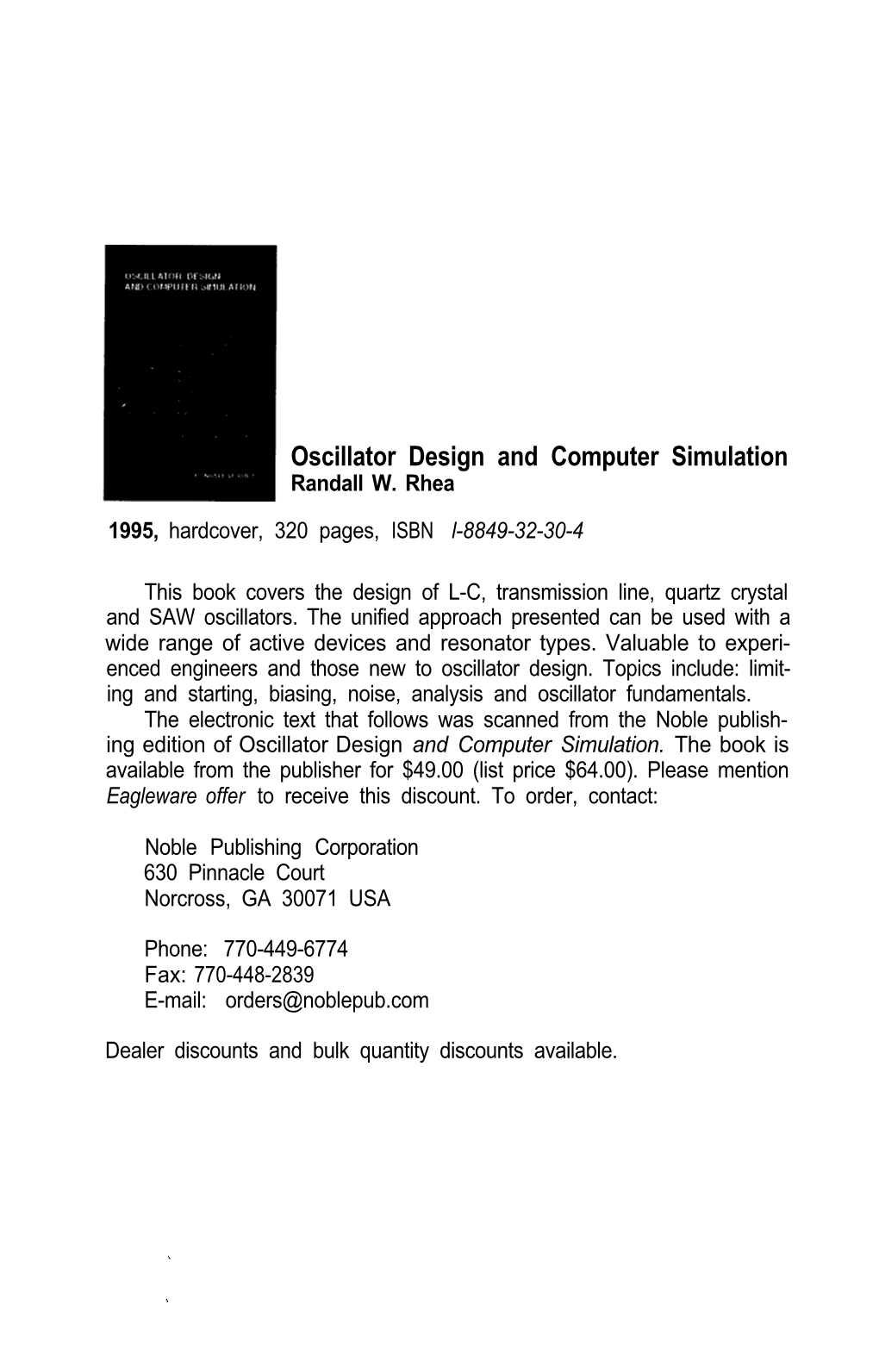 Oscillator Design and Computer Simulation Randall W