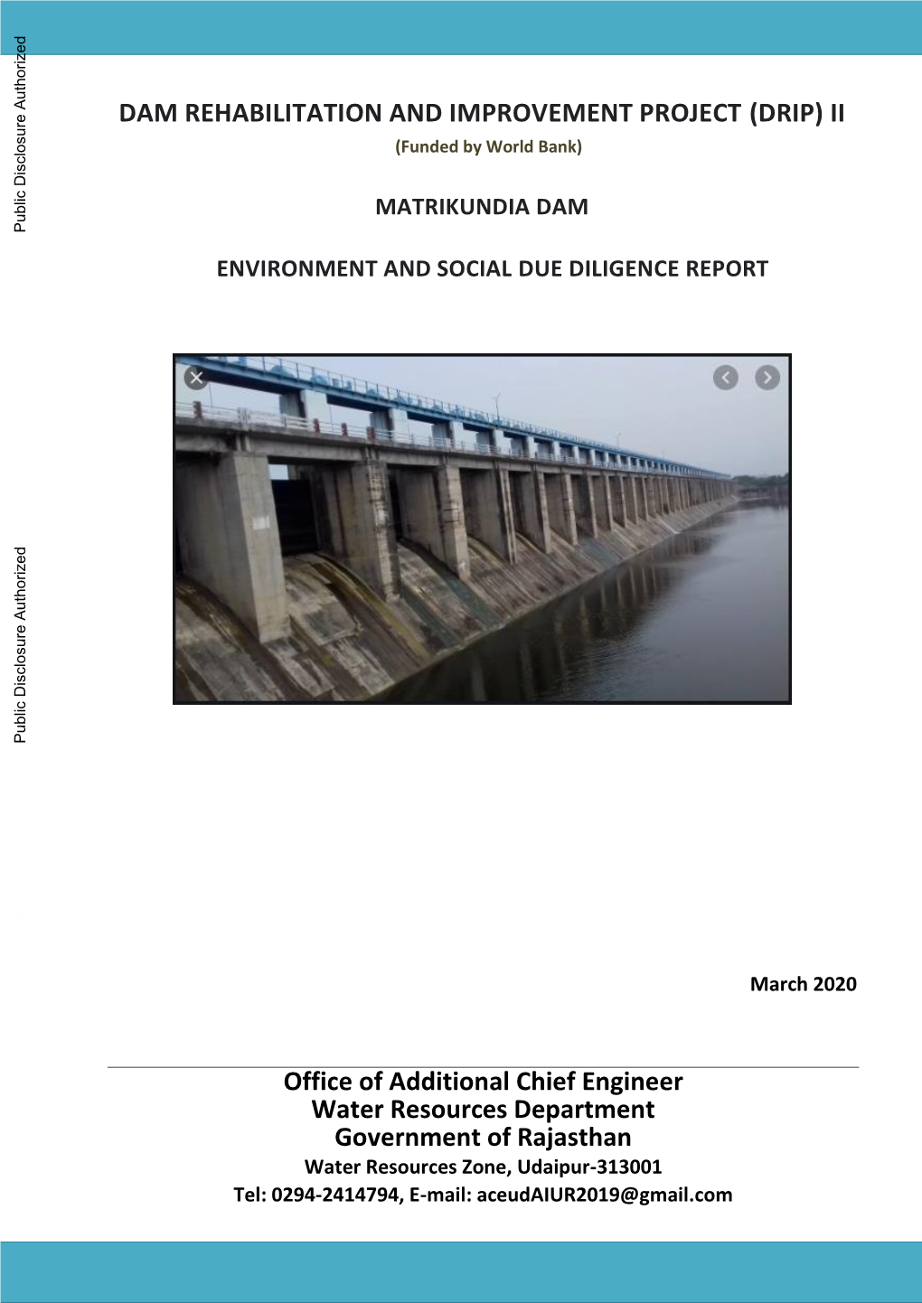 DAM REHABILITATION and IMPROVEMENT PROJECT (DRIP) II (Funded by World Bank)