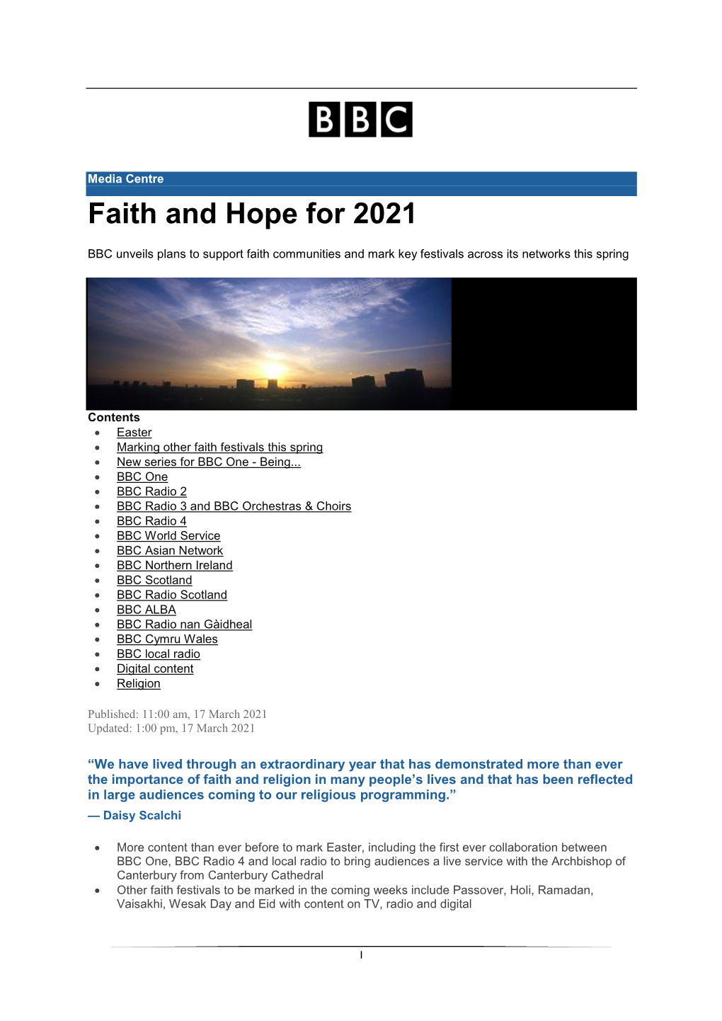 Faith and Hope for 2021