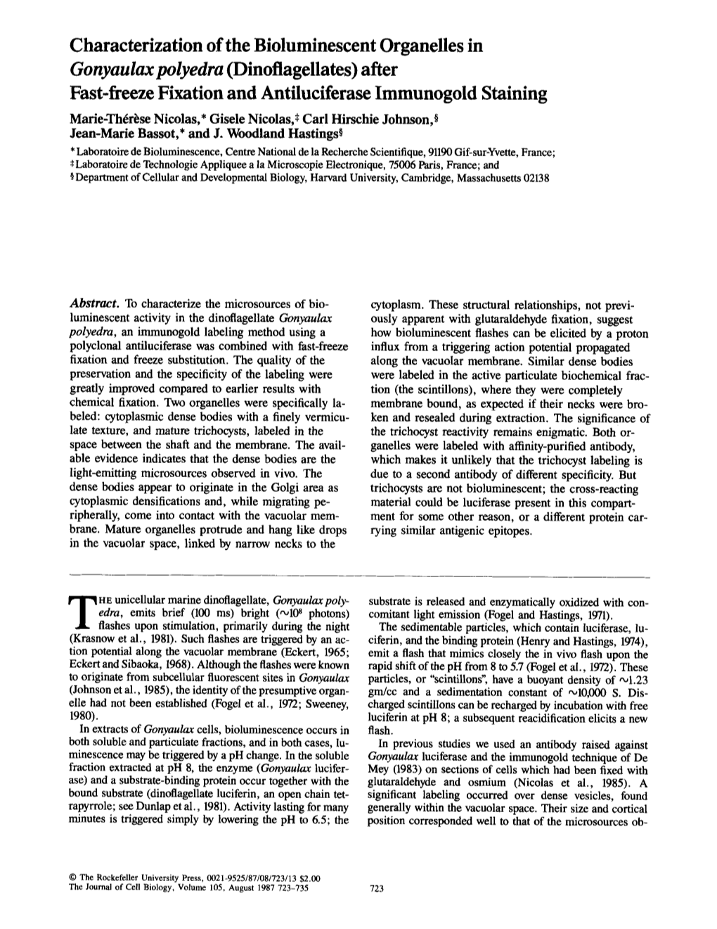 Gonyaulax Polyedra (Dinoflagellates) After